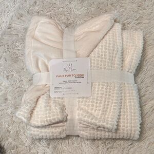 Cream Faux Fur to Mink Throw